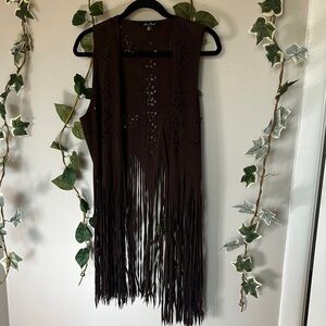 Chic Brown Fringe Vest